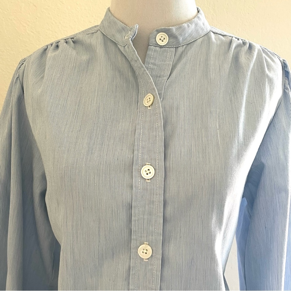 JH Chic Light Blue Puff Sleeve Button Down Blouse Small - Picture 4 of 12